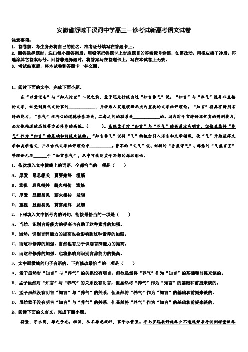 安徽省舒城干汊河中学高三一诊考试新高考语文试卷及答案解析