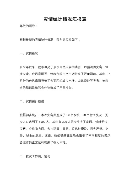 灾情统计情况汇报表