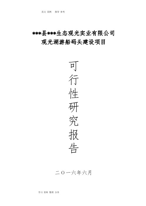 观光湖游船码头建设项目可行性实施实施计划书