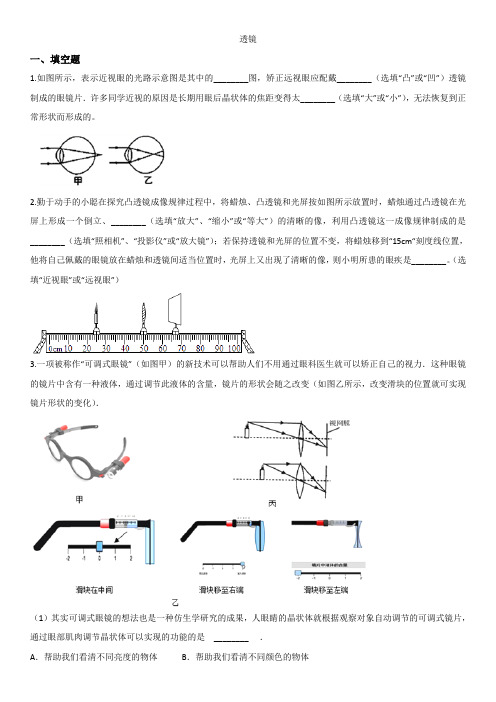 中考物理专题练习卷：透镜专题