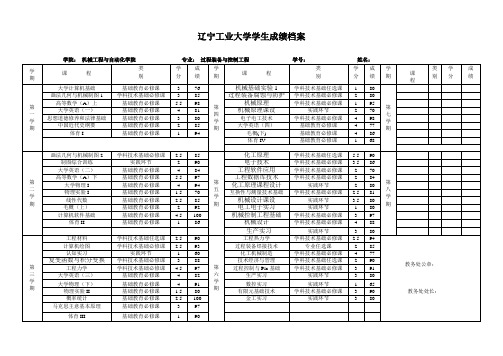 辽宁工业大学成绩档案模板