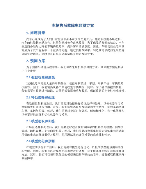 车辆售后故障率预测方案