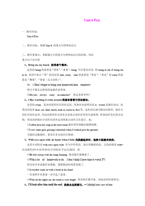 1.6 Pets 教案 (牛津译林七年级下册)