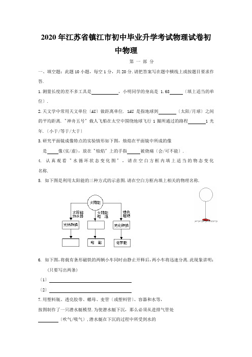 2020年江苏省镇江市初中毕业升学考试物理试卷初中物理