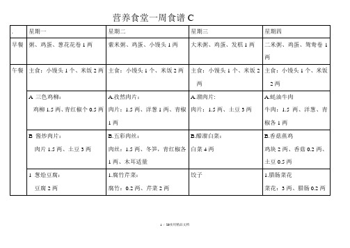 营养食堂一周菜谱