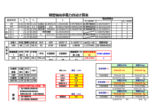 钢管轴向承载力计算表