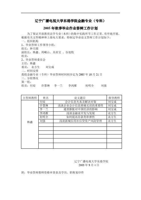 辽宁广播电视大学东港学院金融专业(专科)