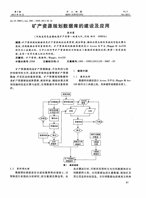 矿产资源规划数据库的建设及应用