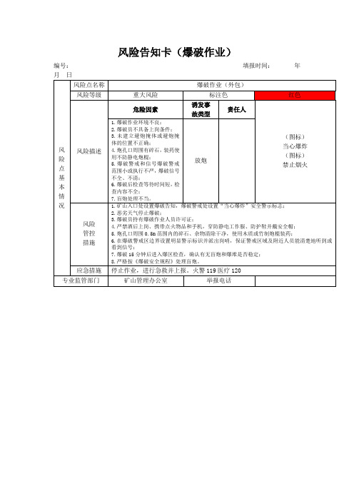 风险告知卡(爆破作业)