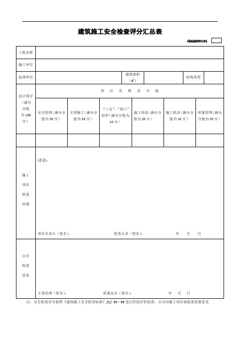 安全检查汇总表