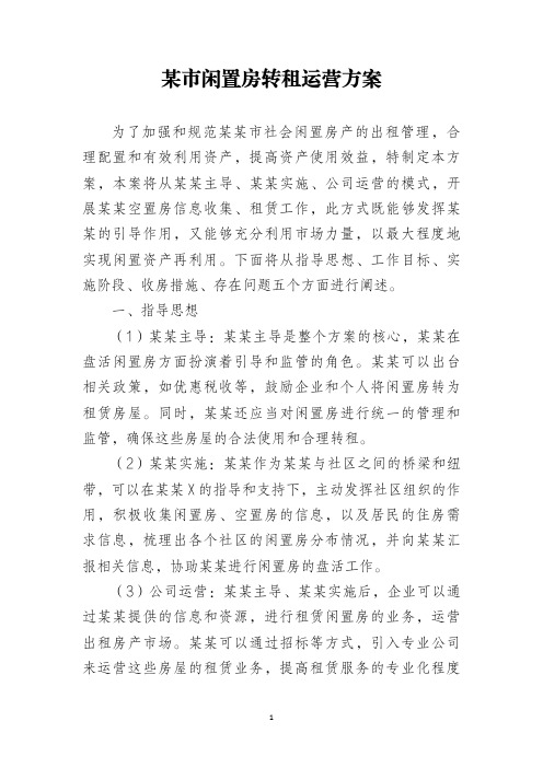 闲置房转租运营方案