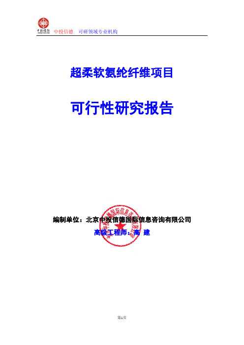 超柔软氨纶纤维项目可行性研究报告编写格式及参考(模板word)