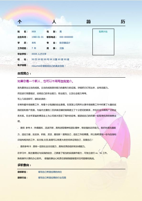 雨后彩虹彩色简历表