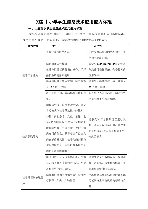 中小学学生信息技术应用能力标准