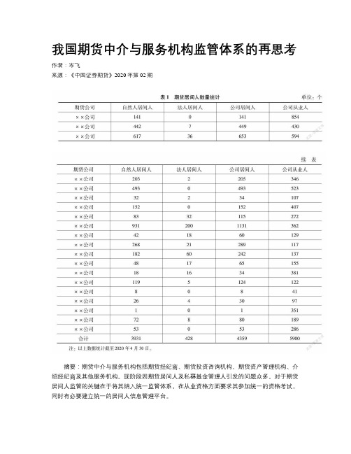 我国期货中介与服务机构监管体系的再思考