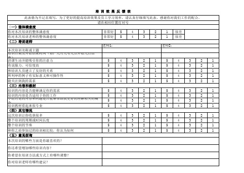 培训效果反馈表