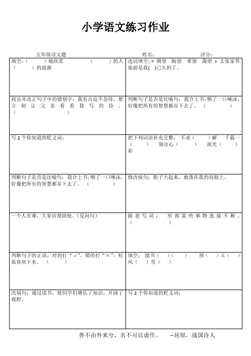 小学五年级语文精题选做III (12)