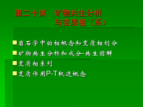 变质岩——第二十讲矿物共生组合与变质相概念_2014.