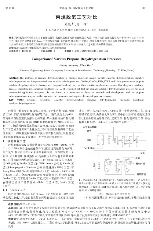 丙烷脱氢工艺对比