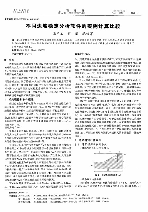 不同边坡稳定分析软件的实例计算比较