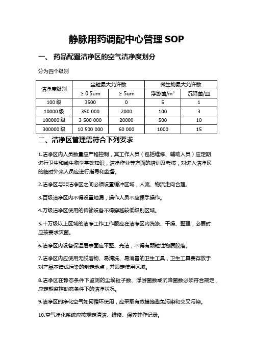 静脉用药调配中心管理SOP——利鹏