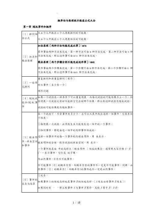 概率论与数理统计基础公式大全