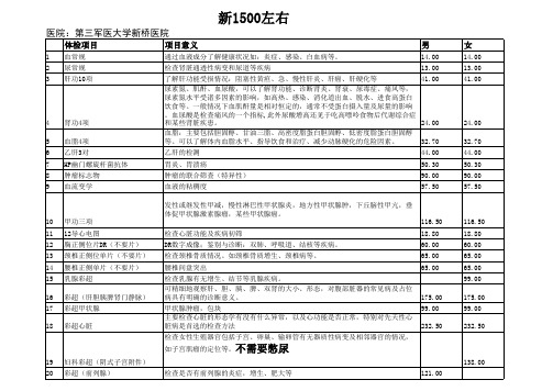 体检套餐1500左右