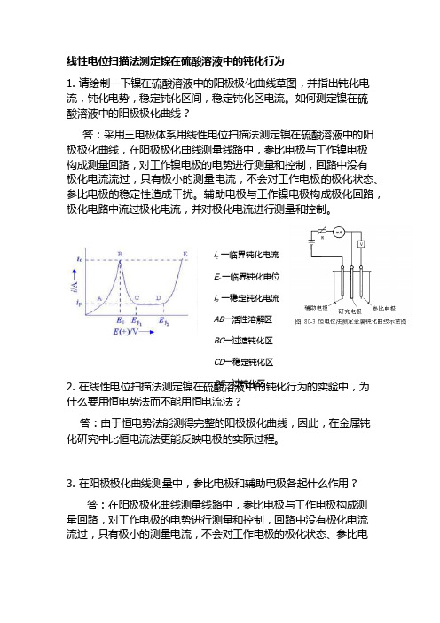 线性电位扫描法测定镍在硫酸溶液中的钝化行为.