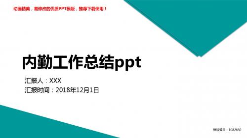 【优秀文档】2018-2019内勤工作总结ppt述职报告【定制ppt】