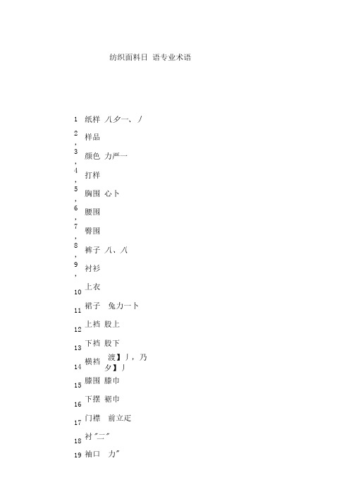 纺织面料日语专业术语分析