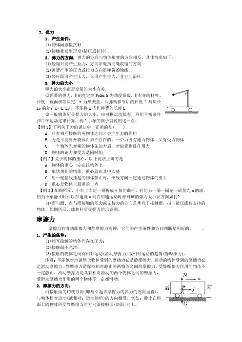 高一物理弹力摩擦力知识点归纳及力的合成分解方法详解(附巩固提升练习题)