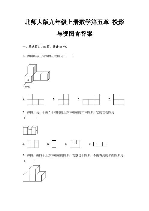 北师大版九年级上册数学第五章 投影与视图含答案