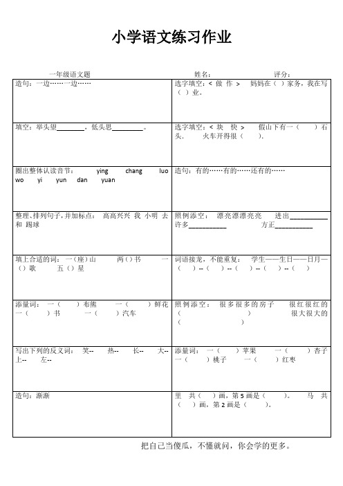 小学一年级语文乐学百题练II (62)