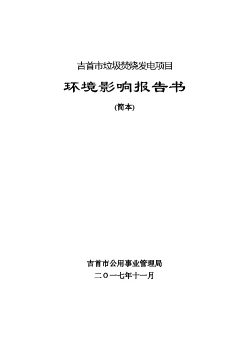 吉首市垃圾焚烧发电项目环境影响报告书【模板】