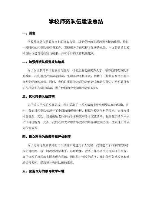 学校师资队伍建设总结