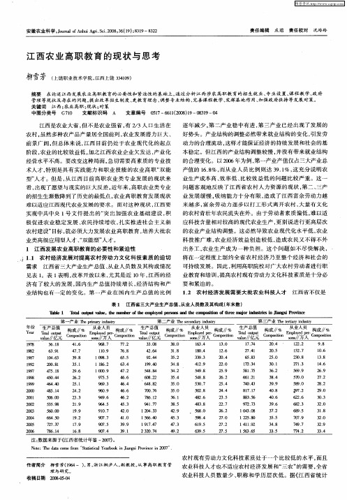 江西农业高职教育的现状与思考