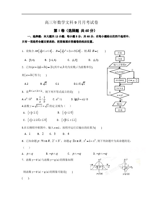 福建省漳州市芗城中学2017届高三9月月考数学(文)试题