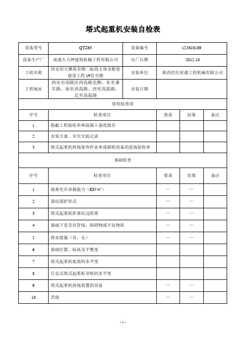 17塔式起重机安装自检表(1)