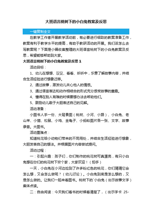 大班语言桃树下的小白兔教案及反思