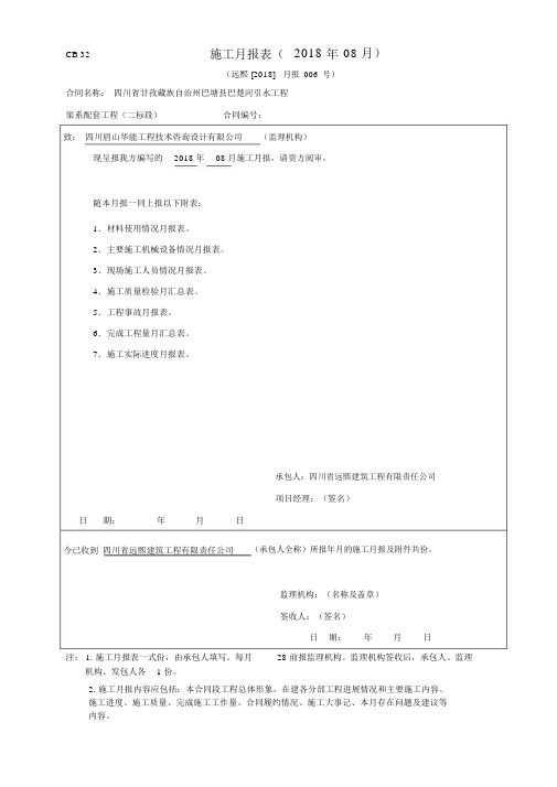 工程施工2018(08)月报表