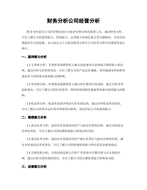 财务分析公司经营分析