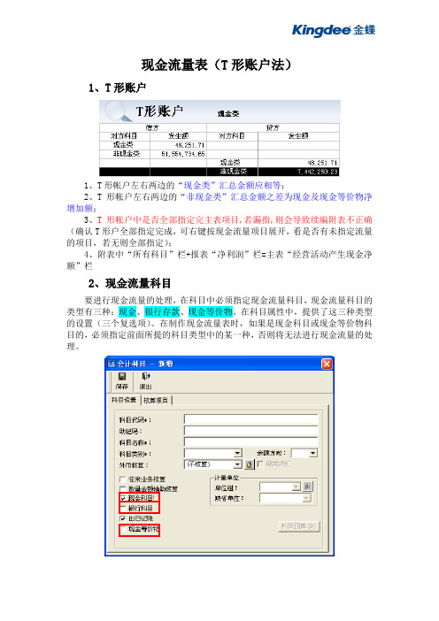 (完整word版)金蝶软件现金流量表(T形账户法)