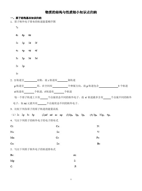 物质的结构与性质细小知识点归纳