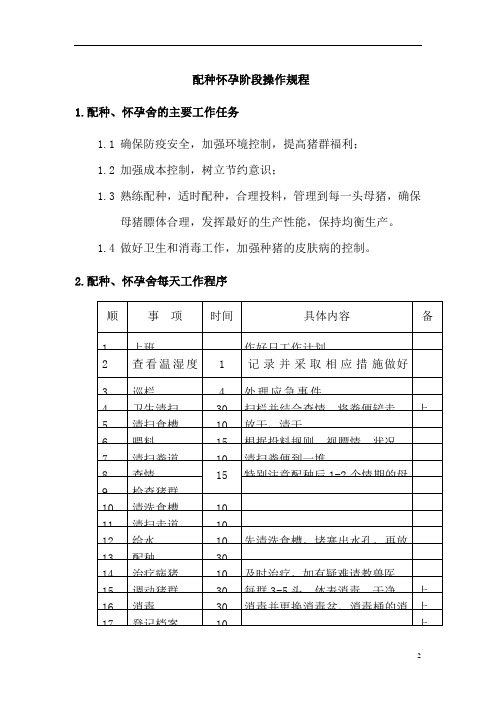 猪配种怀孕阶段操作规程