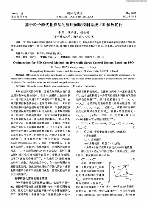 基于粒子群优化算法的液压伺服控制系统PID参数优化