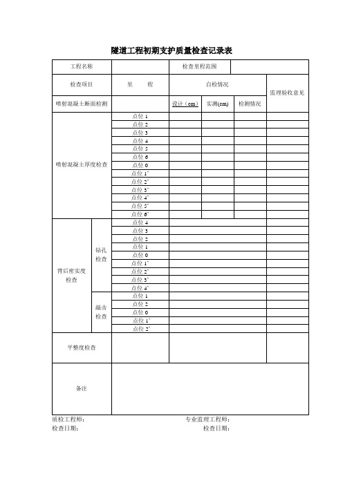 隧道工程初期支护质量检查记录表1