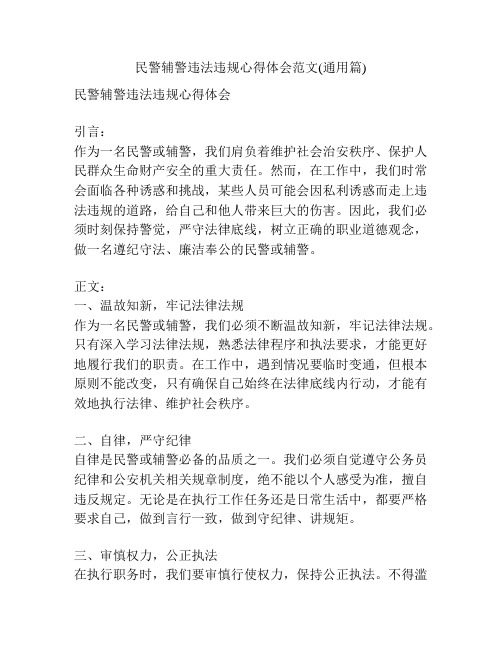 民警辅警违法违规心得体会范文(通用篇)