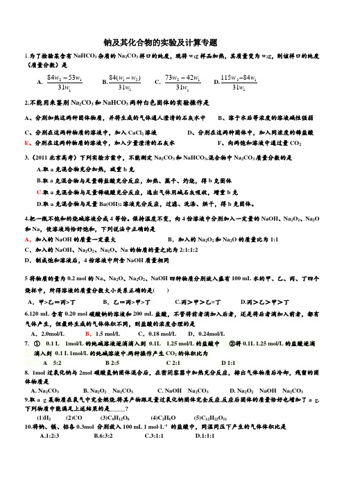 钠及其化合物的实验与计算专题