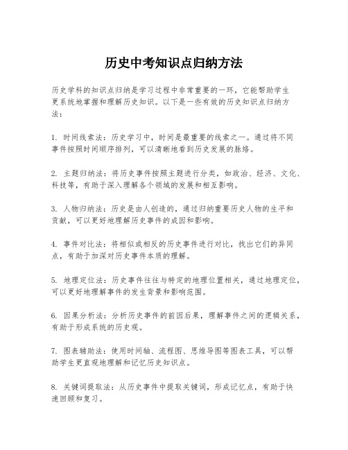 历史中考知识点归纳方法