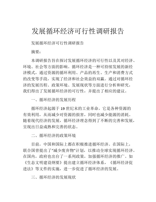 发展循环经济可行性调研报告